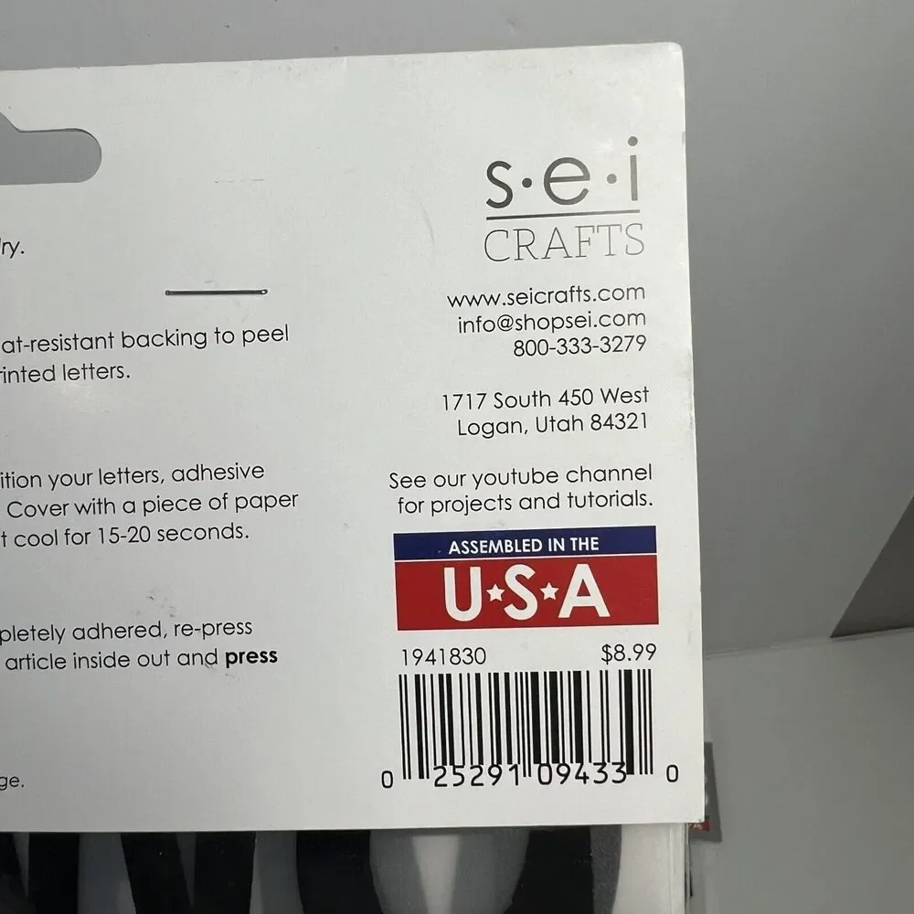 S.E.I. Iron-On Transfer‎ 3” Classic Letters Black Silver Lot Of 3 Packs NEW
